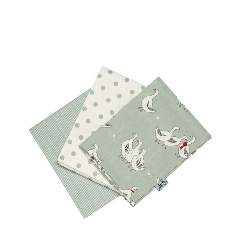 At home with Ashley Thomas - Set Of Three Light Green Duck Printed Tea Towels Review