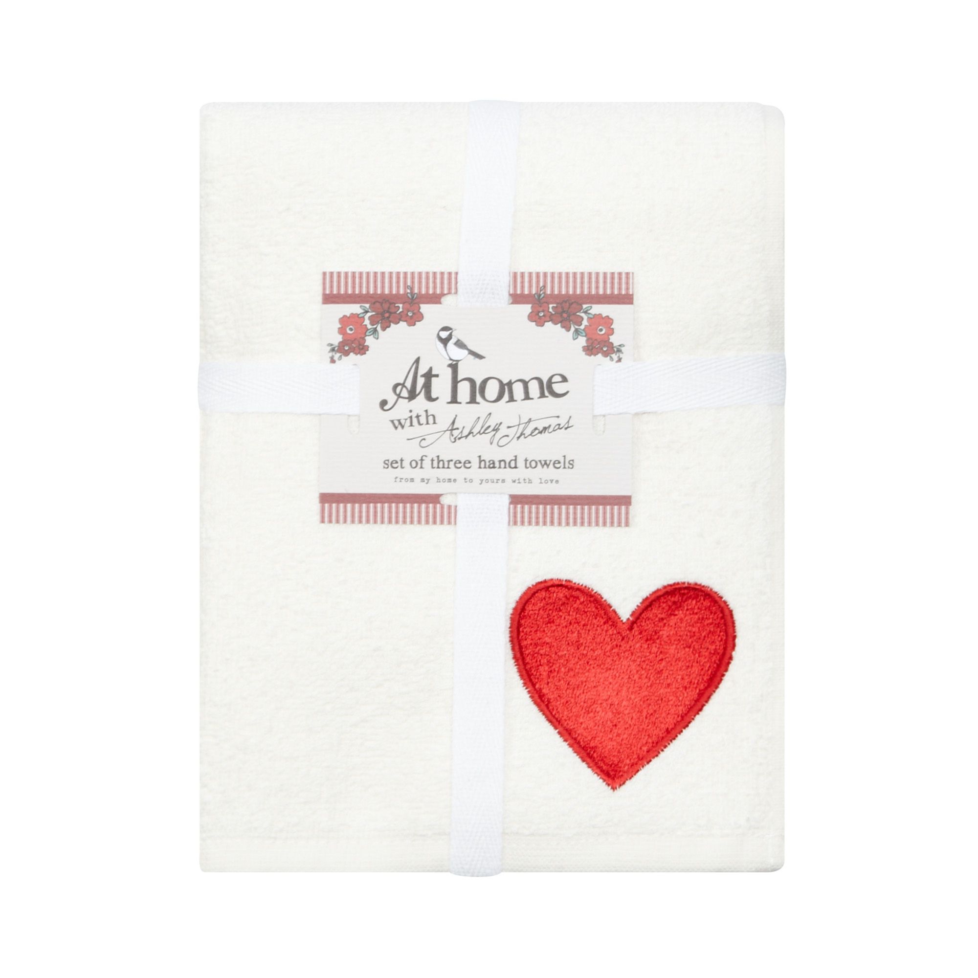 ... Home-With-Ashley-Thomas-Set-Of-Three-Red-Heart-Hand-Towels-Hand-Towel