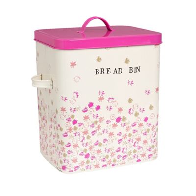 Pink patterned bread bin