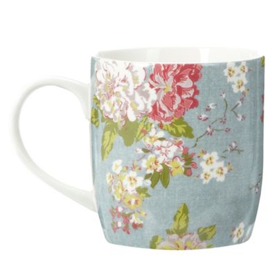 Light blue floral print mug