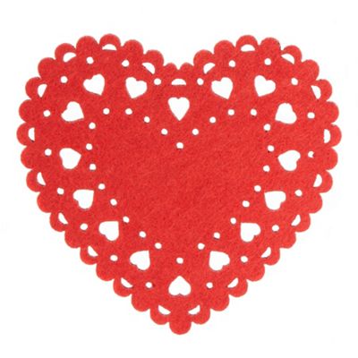 Red set of six small heart coasters