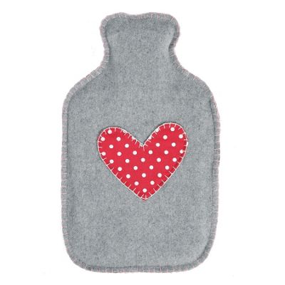 Light grey heart hot water bottle