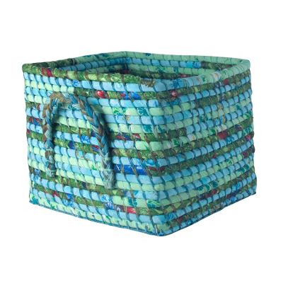 Blue medium fabric storage basket