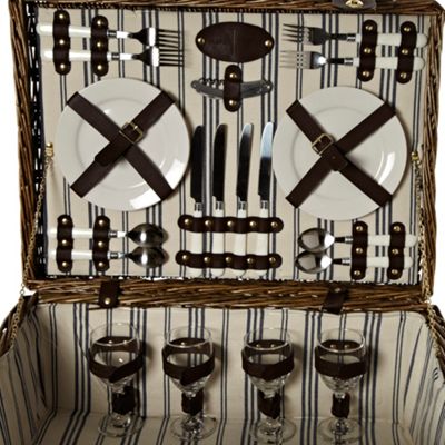 Designer brown wicker picnic hamper                                                                                             