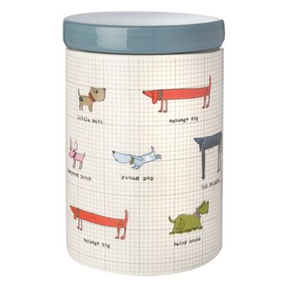 White ceramic dog treats storage jar