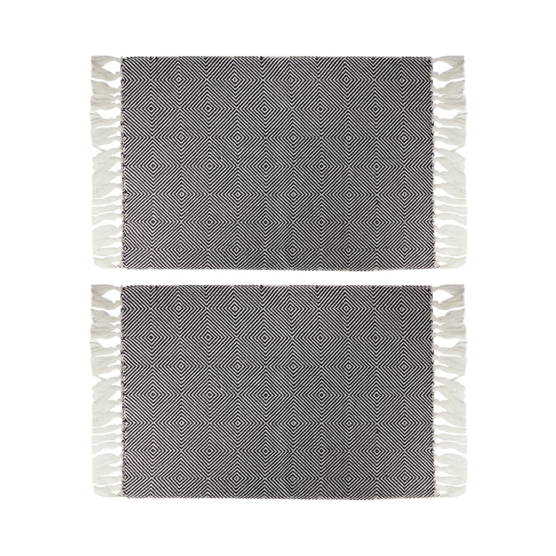 Home Collection - Set Of Two Black And White Geometric Woven Placemats Review