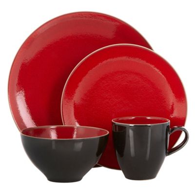 RJR.John Rocha Red Pico sixteen piece dinner set