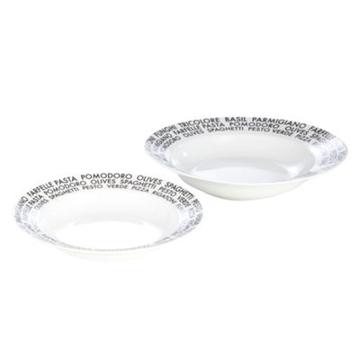 White five piece Text pasta set