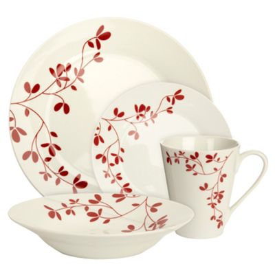 Inspire Sixteen piece Red Blossom dinner set