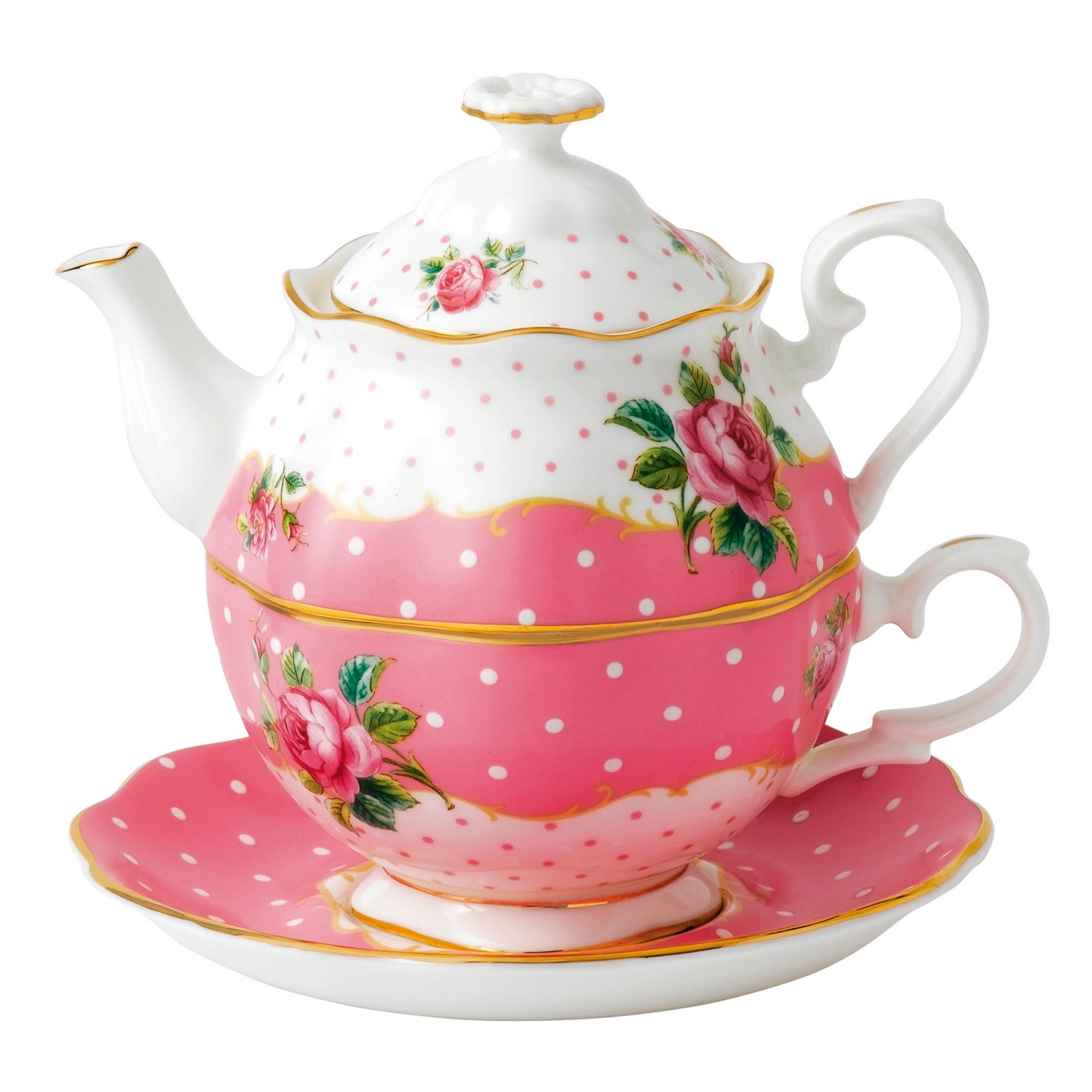 Royal Albert Cheeky Pink Pink teapot and cup