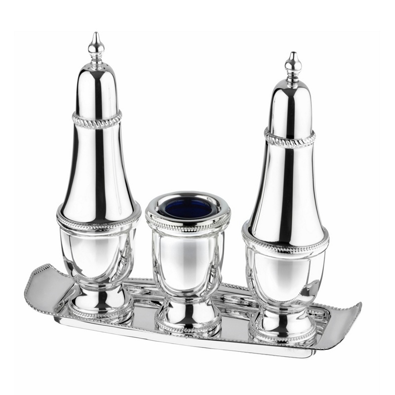 Arthur Price - Silver Plated Home Tableware Tall Classic 3 Piece Salt Pepper And Mustard Condiment Set On Tray Review