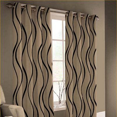 Montgomery Black Wave lined curtains eyelet heading