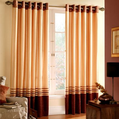 Montgomery Red Karim lined curtains with eyelet heading