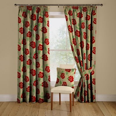 Red Elston lined curtains with pencil heading