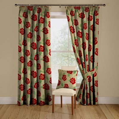Montgomery Tailored Elston Red Curtains with pencil heading
