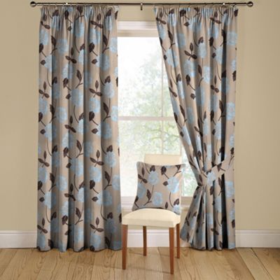 Montgomery Teal Elston lined curtains with pencil heading