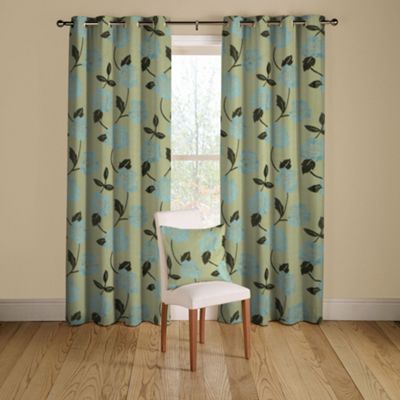 Montgomery Tailored Elston Teal Curtains with eyelet heading