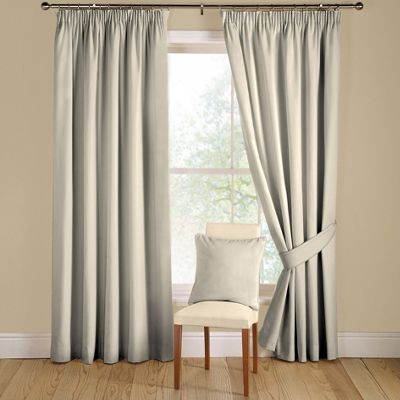 Montgomery Natural Ceda lined curtains pencil heading