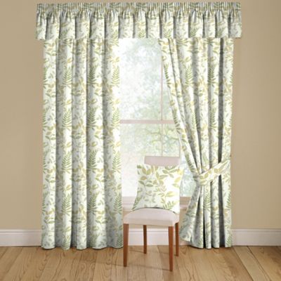 Tailored Serena Lime lined curtains pencil heading