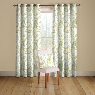 Tailored Serena Lime lined curtains eyelet heading