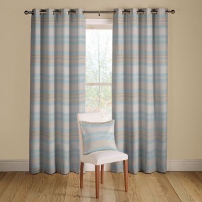 Teal Samba lined curtains eyelet heading