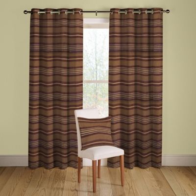 Chocolate Samba lined curtains eyelet heading