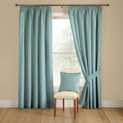 Montgomery Teal lined silk shimmer curtains eyelet heading