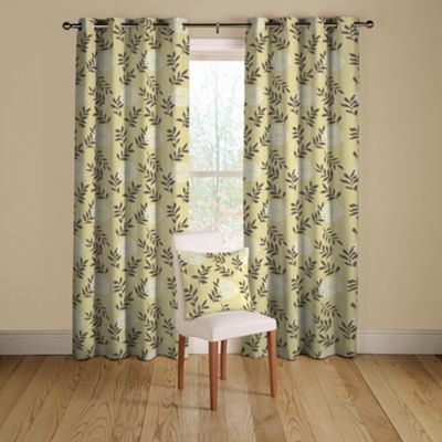 Tailored Indus Natural lined curtains eyelet