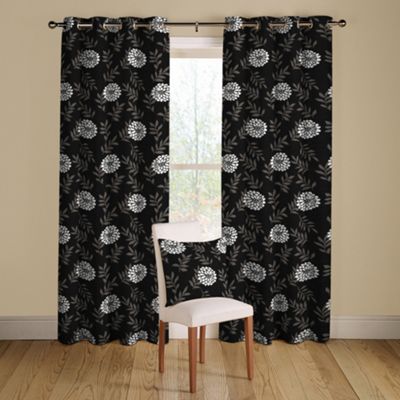 Black Indus lined curtains with eyelet heading