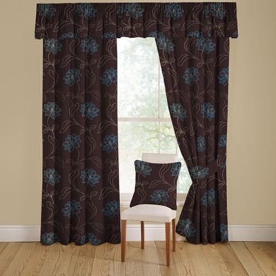 Chocolate Assam lined curtains pencil