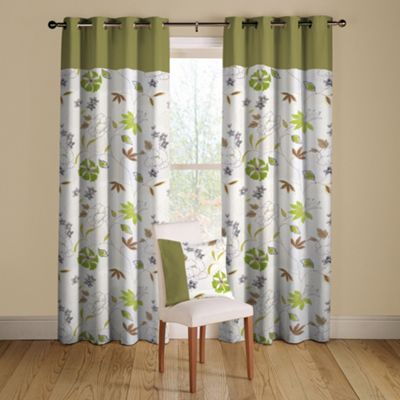 Lime Renata lined curtains eyelet headings
