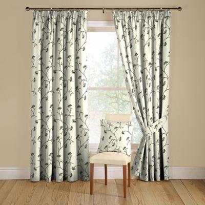 Montgomery Pewter Marisa lined curtains pencil heading