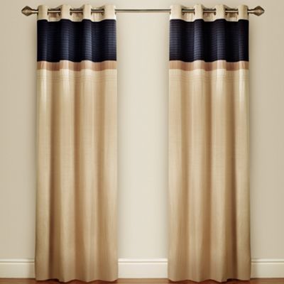 Montgomery Pewter Pin Tuck lined curtains with eyelet heading