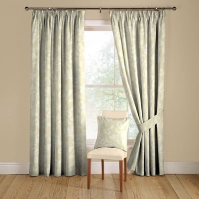 Natural Figaro lined curtains with pencil heading