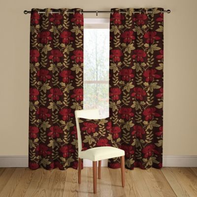 Montgomery Ruby Mimosa lined curtains with eyelet heading