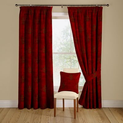 Montgomery Arcadia Red lined curtains pencil heading