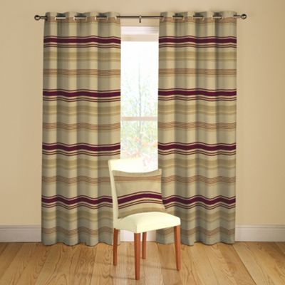 Red Loretta lined curtains with eyelet heading