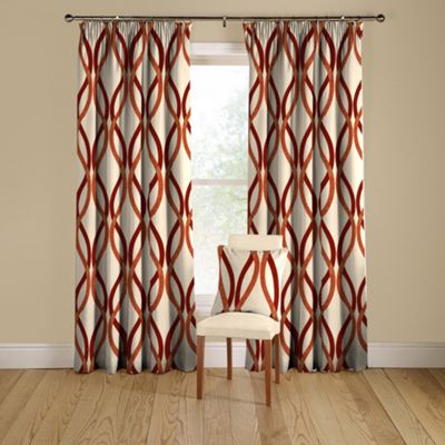 Montgomery Terracotta Delta lined curtains pencil heading