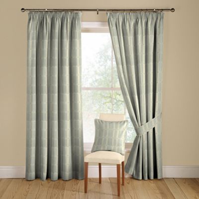 Montgomery Sola Duck Egg lined curtains pencil heading