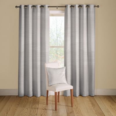 Montgomery White Rib Plain lined curtains with eyelet heading