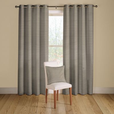 Montgomery Pewter Rib Plain lined curtains with eyelet