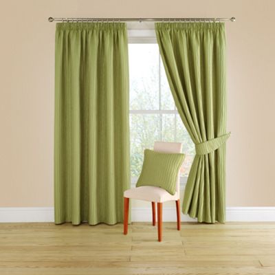 Lime Orleans lined curtains with pencil heading