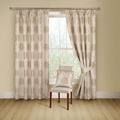 Champagne Lucia lined curtains with pencil heading
