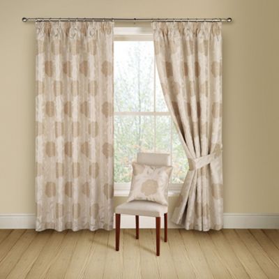 Champagne Lucia lined curtains pencil heading