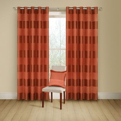 Arianna terracotta Lined eyelet Curtains