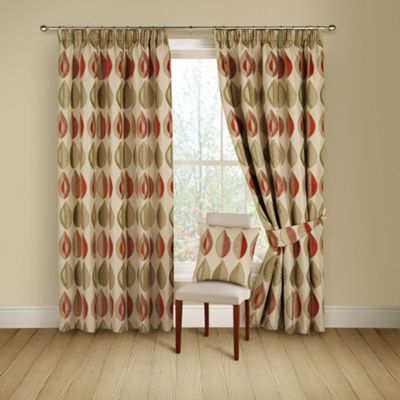 Terracotta Kyra lined curtains with pencil heading