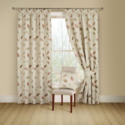 Terracotta Leonie lined curtains with pencil