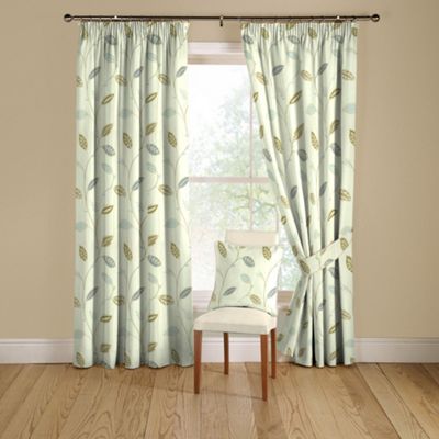 Montgomery Leonie duck-egg Lined Pencil Heading Curtains