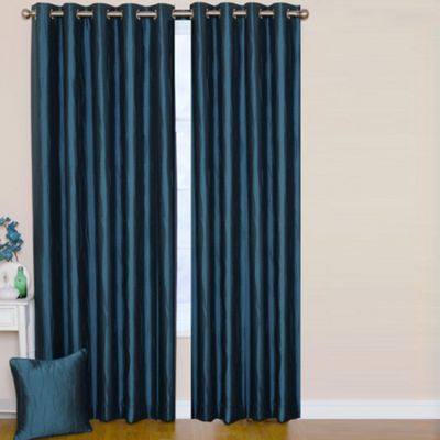 Teal Jazz lined curtains with eyelet heading