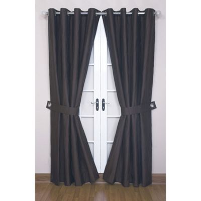 Montgomery Chocolate Jazz lined curtains with eyelet heading